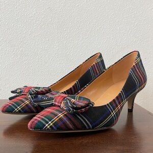 J. Crew Tartan plaid esme kitten Heels with Bow